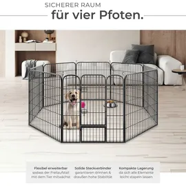 Tectake tectake® Welpenauslauf, 8-teilig, faltbar, abgerundete Ecken, einfache Montage, Bodenverankerung möglich