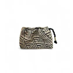 BA&SH für Damen. 2E25CFUT June beige, schwarze Lederhandtasche (OSFA), Lässig, Baumwolle