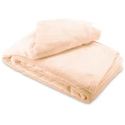 Leonado Vicenti Kuscheldecke Beige 220x240 cm Wolldecke Fleece extra weiche Wohndecke Sofa