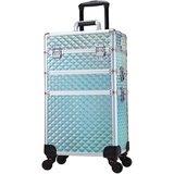 Kosmetikkoffer Trolley Make up Koffer Kosmetik Trolley 3-in-1 Friseurkoffer Groß Schminkkoffer mit Rollen Nagelkoffer Beauty Case Multikoffer,Blau