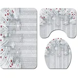 Morbuy 3-teiliges Badvorleger-Set Duschmatte + Konturmatte + WC-Deckelbezug, Weihnachtsmann rutschfeste Badvorleger für Küche, Weihnachten (Schneeflocke)