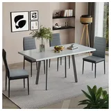 Vicco Esstisch Tisko, Weiß/Grau, 160 x 80 cm mit erweitbarer Tischplatte (1-St) grau|weiß