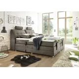 ED EXCITING DESIGN Boxspringbett Palermo 120/180x200 Elektrofunktion & 7-Zonen-TTFK-Matratze + Topper (Komplettbett mit Motor & Stauraum, inkl. Matratze, Topper, Unterbox), Elektrisches Kopf- & Fußteil, 7-Zonen-TTFK-Matratze & T25-Topper grau