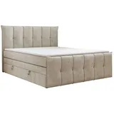 ks home concept Boxspringbett, Beige, Textil, H3, 140x200 cm, Schlafzimmer, Betten, Boxspringbetten