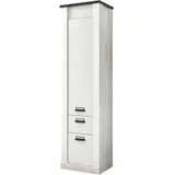 furn.design Bad Hochschrank weiß Pinie anthrazit Badschrank 51 x 201cm - Weiß, Dunkelgrau