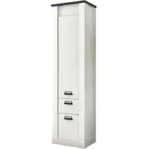 furn.design Bad Hochschrank weiß Pinie anthrazit Badschrank 51 x 201cm - Weiß, Dunkelgrau