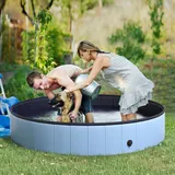 Pawhut Hundepool, Faltbares Pvc-becken, Rutschfest, Leicht Zu Reinigen, Durchmesser 160 Cm, Höhe 30 Cm, Blau