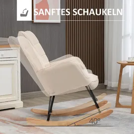 Homcom Schaukelstuhl in Berbervliesoptik Armlehne Holzkufen