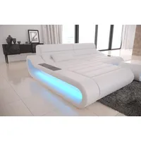 Sofa Dreams Ecksofa Leder Sofa Ledercouch Concept L Form kurz Ledersofa, Couch, mit LED, Designersofa mit ergonomischer Rückenlehne weiß