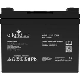 Offgridtec AGM 32Ah 20HR 12V - Solar Batterie Akku Extrem zyklenfest