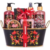 Brubaker Beautyset Love mit Passionsfrucht - Bade- und Duschset - 12 tlg. Geschenkset in Deko Wanne