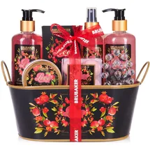 Brubaker Beautyset Love mit Passionsfrucht - Bade- und Duschset - 12 tlg. Geschenkset in Deko Wanne