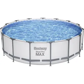 BESTWAY Steel Pro Max Frame Pool Set 457 x 122 cm lichtgrau inkl. Filterpumpe