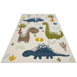 Smart Kids Kinderteppich Dino & Friends, rechteckig, Höhe: 10 mm, Moderner Spielteppich, strapazierfähig, pflegeleicht, Konturenschnitt beige|bunt 120 cm x 170 cm x 10 mm