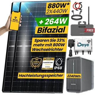 epp.solar Balkonkraftwerk mit Speicher 2,24 kWh Marstek B2500-D Speicher mit DEYE 800W WIFI Wechselrichter Smart Mini Anlage