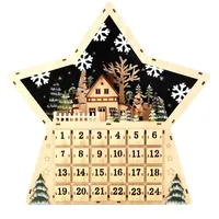 Weihnachten Adventskalender Aufleuchtend Holz Countdown Nordisch Haus LED Stern