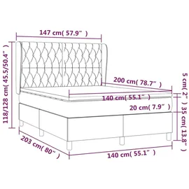 vidaXL Boxspringbett 140 x 200 cm Hellgrau