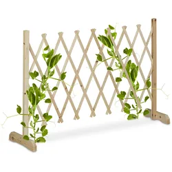 Relaxdays Rankgitter Holz, ausziehbar bis 180 cm, Rankhilfe Kletterpflanzen, Scherengitter freistehend, Garten, natur