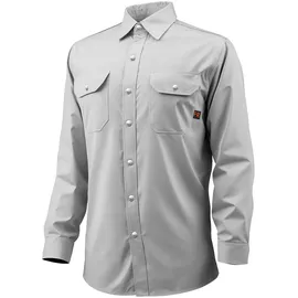 Vevor FR-Arbeitsjacke für Herren, Flammhemmende Schweißerjacke, maschinenwaschbares hitzebeständiges Schweißerhemd aus Baumwolle, erfüllt ATPV 9,2 cal/cm2 Lichtbogenbewertung – Größe XL, Grau