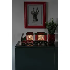 Konstsmide LED Wasserlaterne Wagon mit 5 Std. Timer Weihnachtsbeleuchtung, Rot / Grün, Warm Weiß