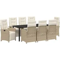 vidaXL Garten Essgruppe 9-tlg. Beige