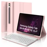 Tastatur Samsung Galaxy Tab S9 Plus mit Hülle für S8+/S7+/S7FE 12,4 Zoll, Schutzhülle Samsung Galaxy Tab S9 Plus mit Tablet-Tastatur, Bluetooth-Tastatur, italienisches magnetisches Layout, abnehmbar,