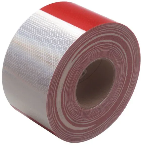 Lichtreflektierendes, selbstklebendes Folienband mit hoher photometrischer Leistung, 5 m x 5 cm, rot-weiß