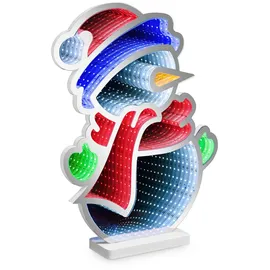 IDENA LED Infinity Mirror Schneemann, 35x8x45cm für Innen,