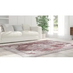 Teppich MY HOME "Rayan" Gr. 6, beige (elfenbeinfarben), B:200cm H:9mm L:290cm, Kunstfaser, Teppiche, Orient-Design, Vintage, Kurzflor, Teppich mit Bordüre