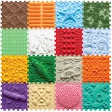 ORTO NATURE 16-teiliges Sensorik-Puzzle-Matten-Set – Orthopädische Massagematte für Kinder, Erwachsene & autistische Kinder, Sensorik-Spielzeug, Sinnesmatten, Strukturmatten (Joyful Land)