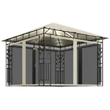 vidaXL Pavillon mit Moskitonetz & LED-Lichterkette 3x3x2,73m Cremeweiß