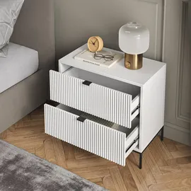 Vicco Nachttisch Eliza Weiß, 66 x 60 cm mit 2 Schubladen
