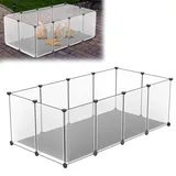 YRHome Freigehege Gittergehege für Kaninchen Hasen Meerschweinchen Gehege Freilauf Hamster Welpengehege Kleintiergehege Hasenstall Laufgitter Kleintierkäfig 12-Platten mit Matte Weiß 125x63x42cm