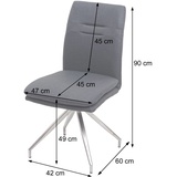 Mendler Esszimmerstuhl HWC-H70, Küchenstuhl Lehnstuhl Stuhl, Stoff/Textil Edelstahl gebürstet braun