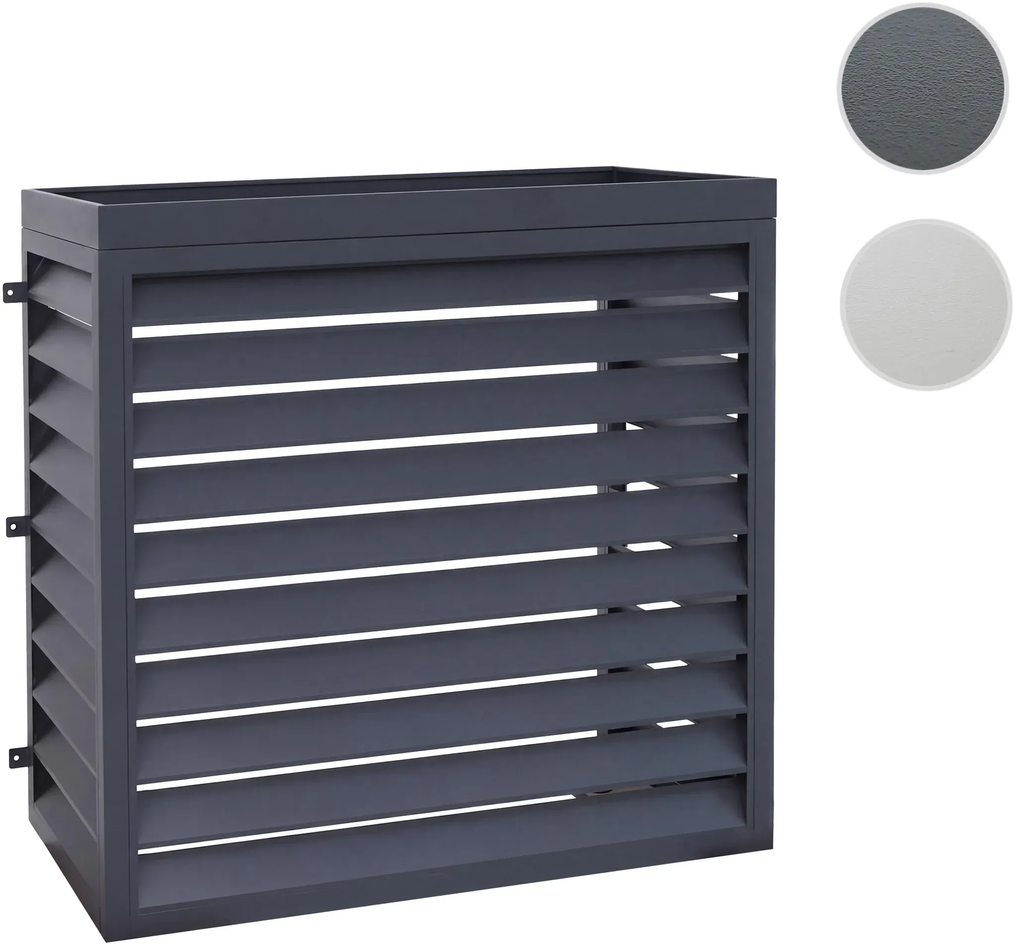 Verkleidung für Klimaanlage/Wärmetauscher HWC-O43 mit Pflanzkasten, Abdeckung, Metall 118x124x65cm ~ anthrazit