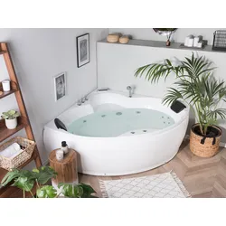 Whirlpool Badewanne weiß Eckmodell mit LED 205 x 145 cm SENADO