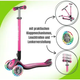 Globber Elite Deluxe mit Leuchtrollen pink