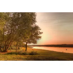 Fototapete PAPERMOON "Landschaft am Fluss", bunt, B:3,50m L:2,60m, Vlies, Tapeten
