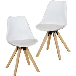 Kadima Design 2er Set Esszimmerstühle `Lund`: Skandinavisches Design, Komfortables Sitzen. Weiß, Material: Kunstleder, 49x52x87 cm