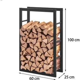 Estexo Kaminholzregal Metall 100 x 60 x 25 cm Schwarz
