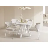 WFL GROUP Esstisch Rund Groß XXL Ausziehbar im Loft-Stil – 100 bis 250 cm – Extra Lang Ausziehtisch mit Weißen Holzbeinen, Industrieller Tisch für 5-1... - Weiß