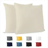 Dreamzie Kissenbezug 60 x 60 cm (Set mit 2) - 100% Jersey Baumwolle 150 g/qm Kissenbezüge -Beige - Für Kissen 60 x 60 cm - Kissenhülle - Kissenbezug - Resistent und Hypoallergen