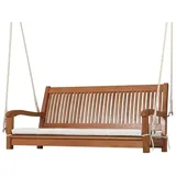 COSTWAY 2-Sitzer Schaukelbank, Hängebank aus holz, Gartenschaukel mit Sitzkissen, Rückenlehne & Armlehnen, Hollywoodschaukel bis 360 kg, Hängesc... - Braun