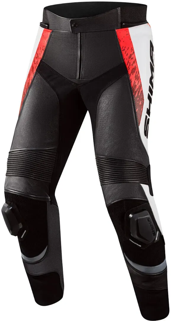 SHIMA STR 2.0 Motorrad Lederhose, schwarz-weiss-rot, Größe 52 für Männer