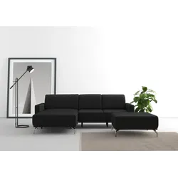 Ecksofa SIT & MORE "Bailando L-Form", schwarz, B:251cm H:84cm T:163cm, Sofas, wahlweise mit Kopfteilverstellung und Vorziehsitz, motorisch