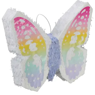 Relaxdays Pinata Schmetterling, zum Befüllen, Geburtstag Mädchen, zum Aufhängen, Piñata Kinder, HBT 48 x 58 x 10cm, bunt