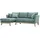 miliboo Skandinavisches 3/4-Sitzer-Ecksofa linksseitig mit abziehbarem, graugrünem Stoff und hellem Holz OSLO