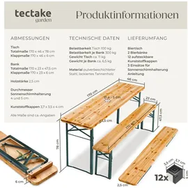 Tectake Bierzeltgarnitur Ludwig 3-teilig braun