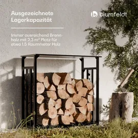 Blumfeldt Kaminholzregal Valdivian Metall 185 x 70 x 185 cm inkl. Regenschutzabdeckung Schwarz