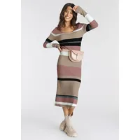 LAURA SCOTT Strickkleid Gestreift Beige/Rosa 44